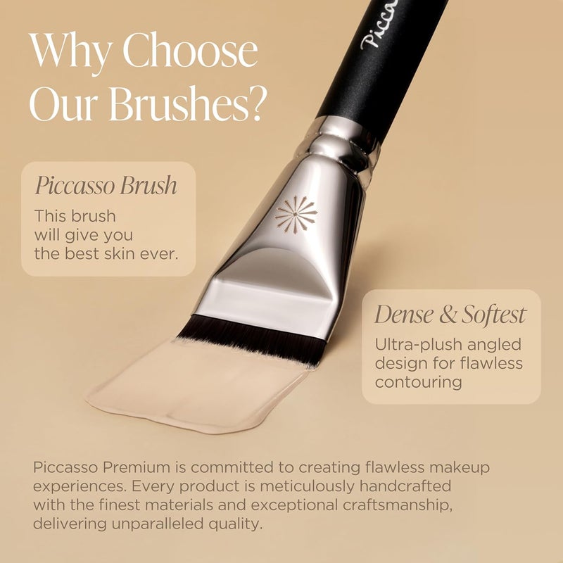 Piccasso 270 Concealer Brush – Large Angled Brush for Face Makeup, Under Eye Concealer, and Liquid Blush, Soft Bristles for Cream and Liquid Products, Korean Makeup Brush for Pore Coverage - Image 5
